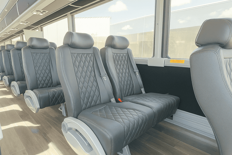 interior of Aurora Shuttle Bus Rentals charter bus